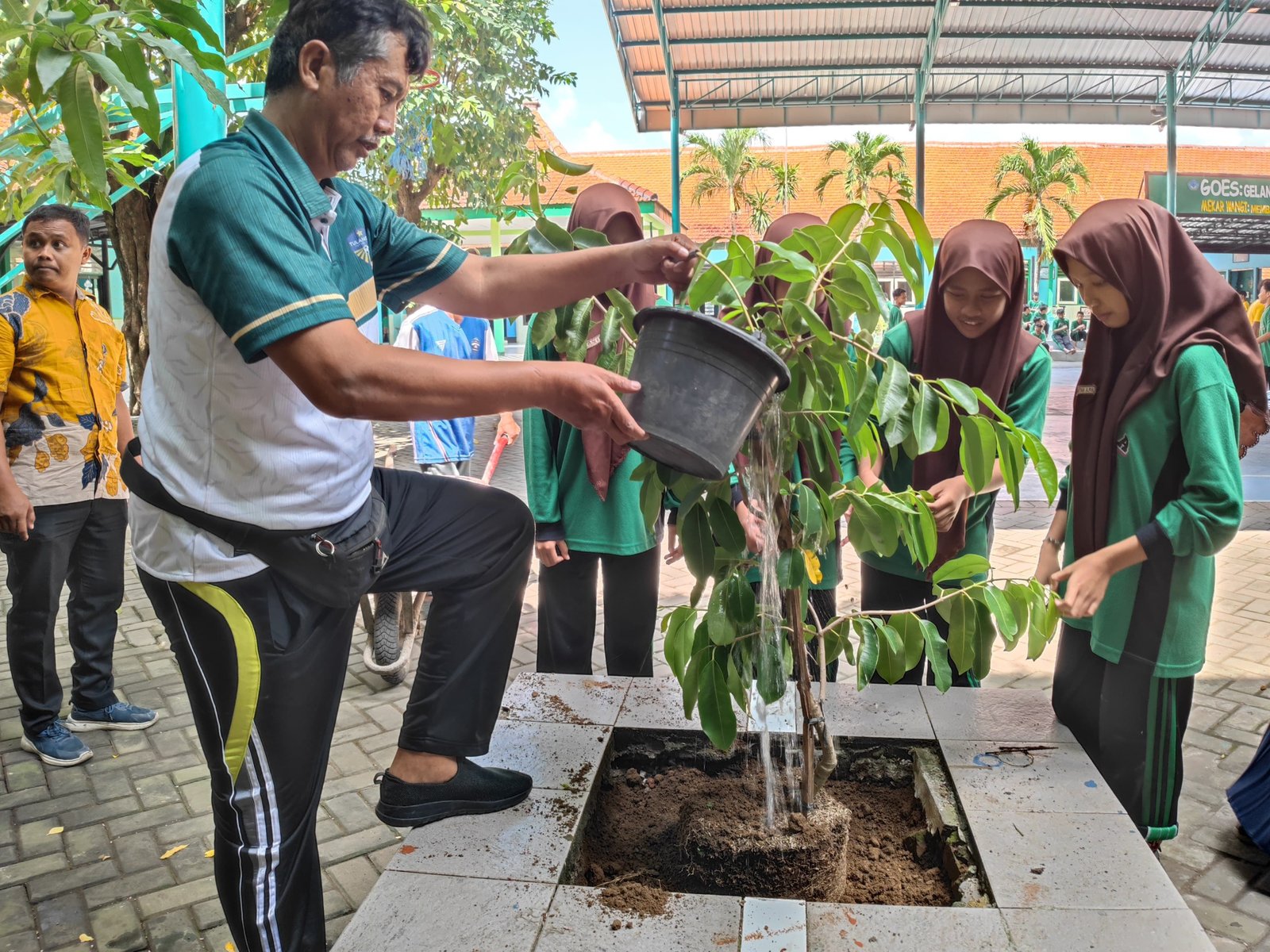 Kegiatan Adiwiyata: Pembibitan, Penanaman, dan Pemeliharaan Pohon di SMPN 1 Tulangan
